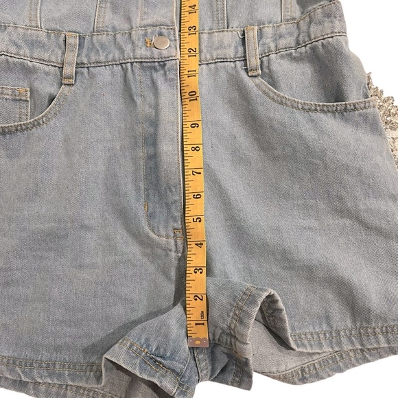 Blue B Rhinestone Fringe Light Wash Denim Romper Western Sparkle Size Small - Picture 9 of 15